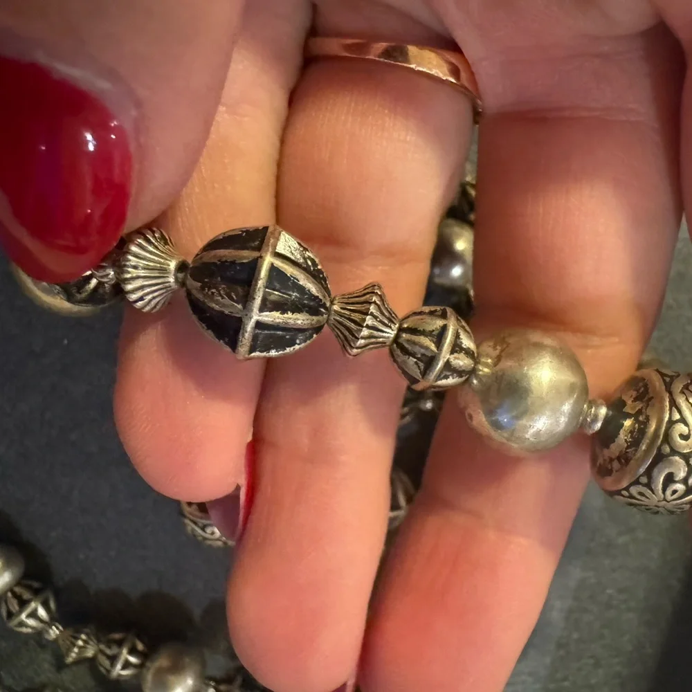 Bohemian Style Silver Tone Beaded Necklace